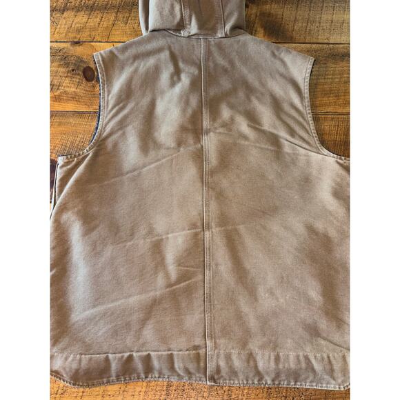 Carhartt Sandstone Multi-Pocket Hooded Canvas Sherpa Lined Vest Chore Barn XL - Picture 15 of 16